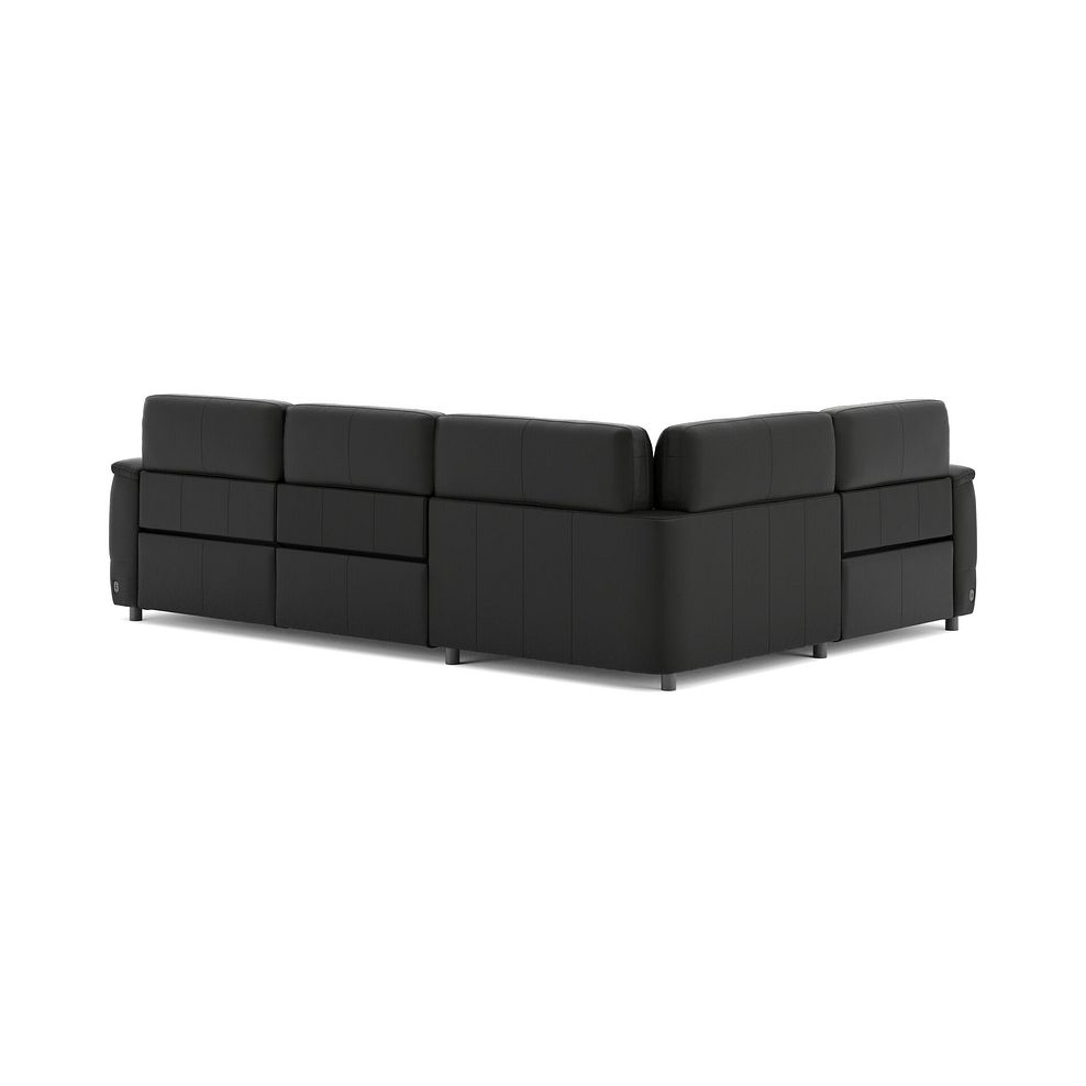 Phoenix Right hand Corner Electric Recliner Sofa in  Jet Black Leather 5