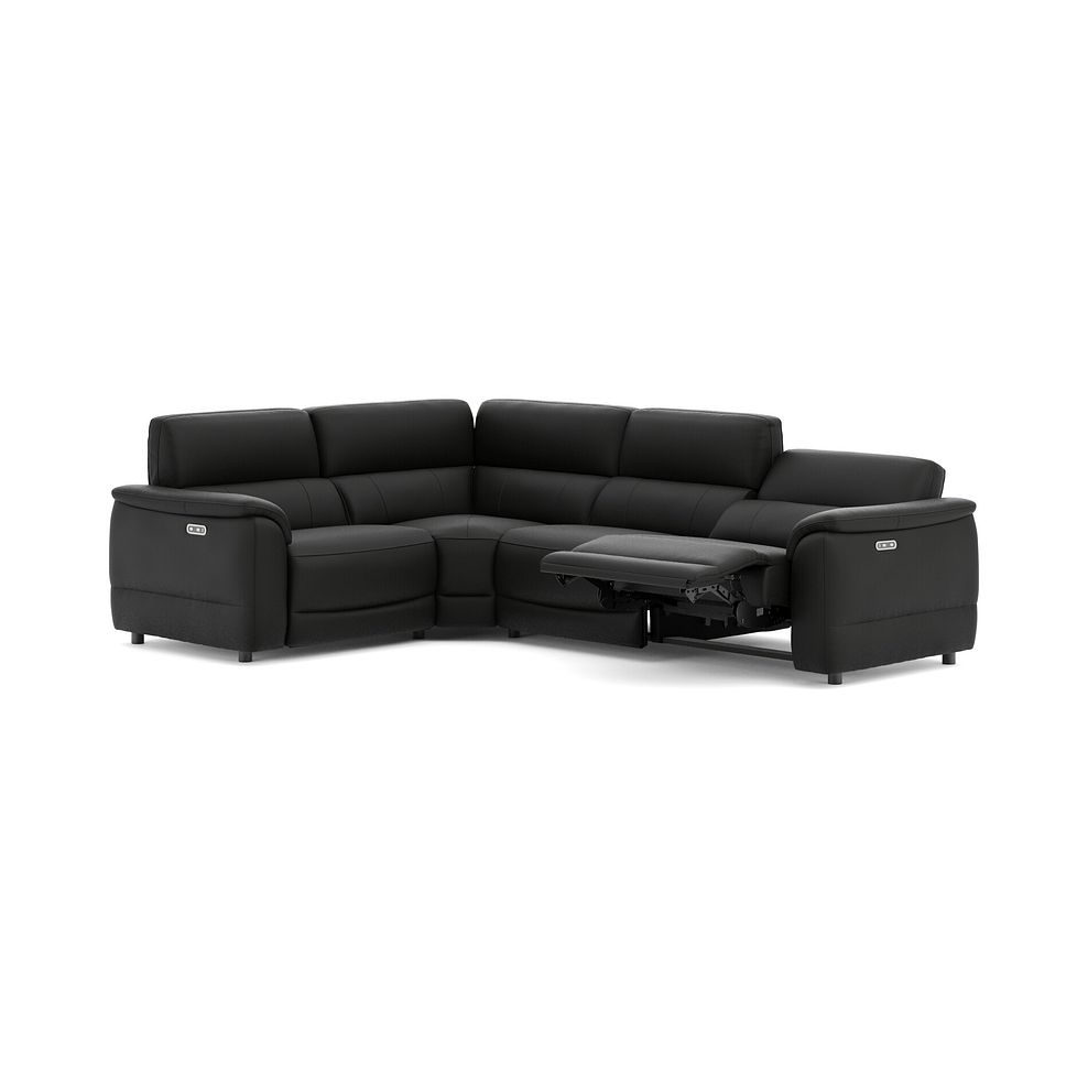 Phoenix Right hand Corner Electric Recliner Sofa in  Jet Black Leather 3