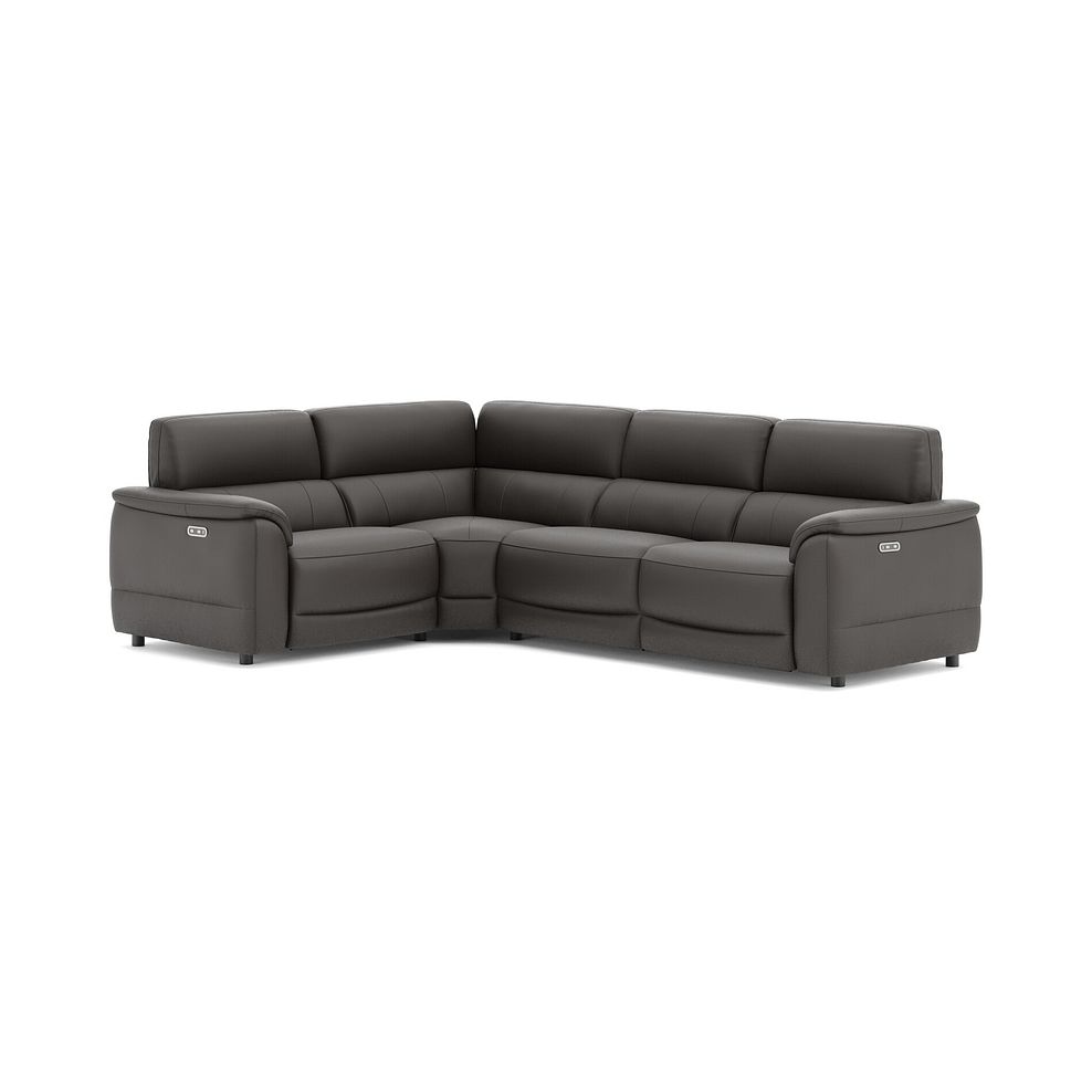 Phoenix Right hand Corner Electric Recliner Sofa in  Storm Leather 1