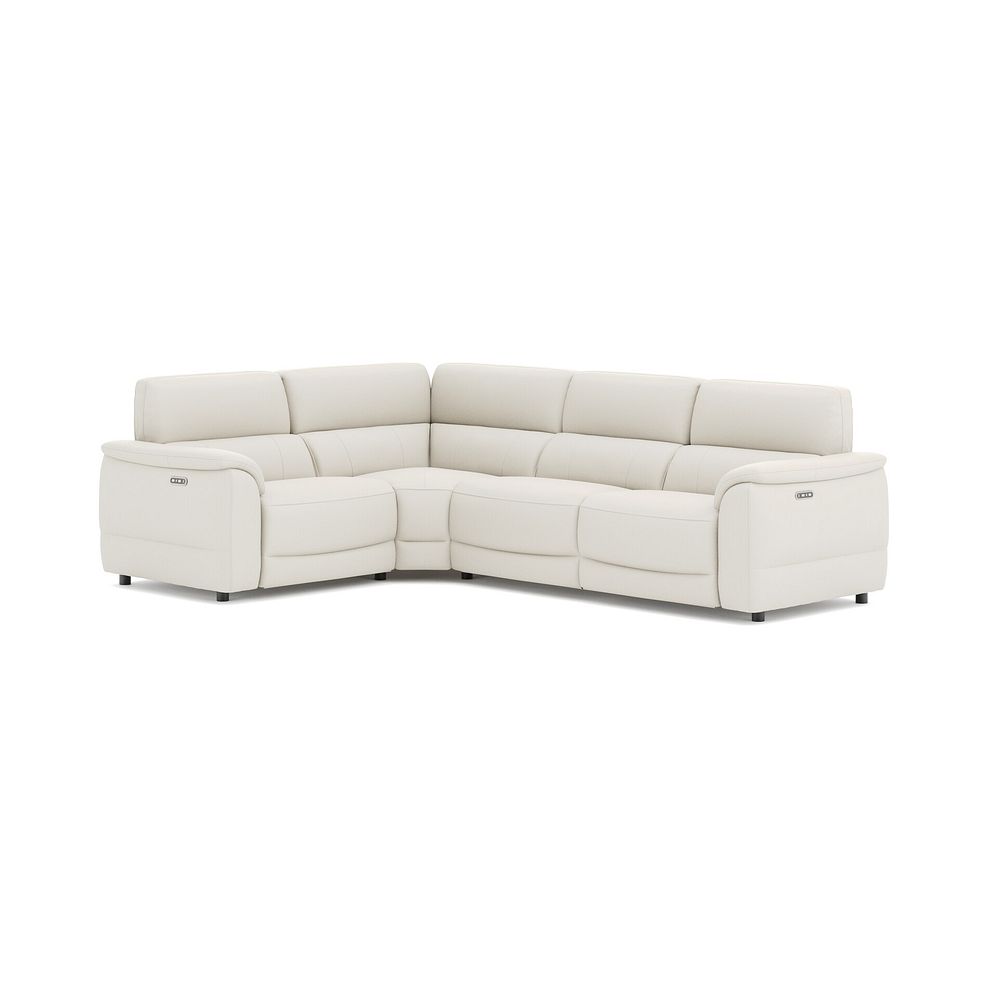 Phoenix Right hand Corner Electric Recliner Sofa with Adjustable Power Headrests in  Bone China Leather 1