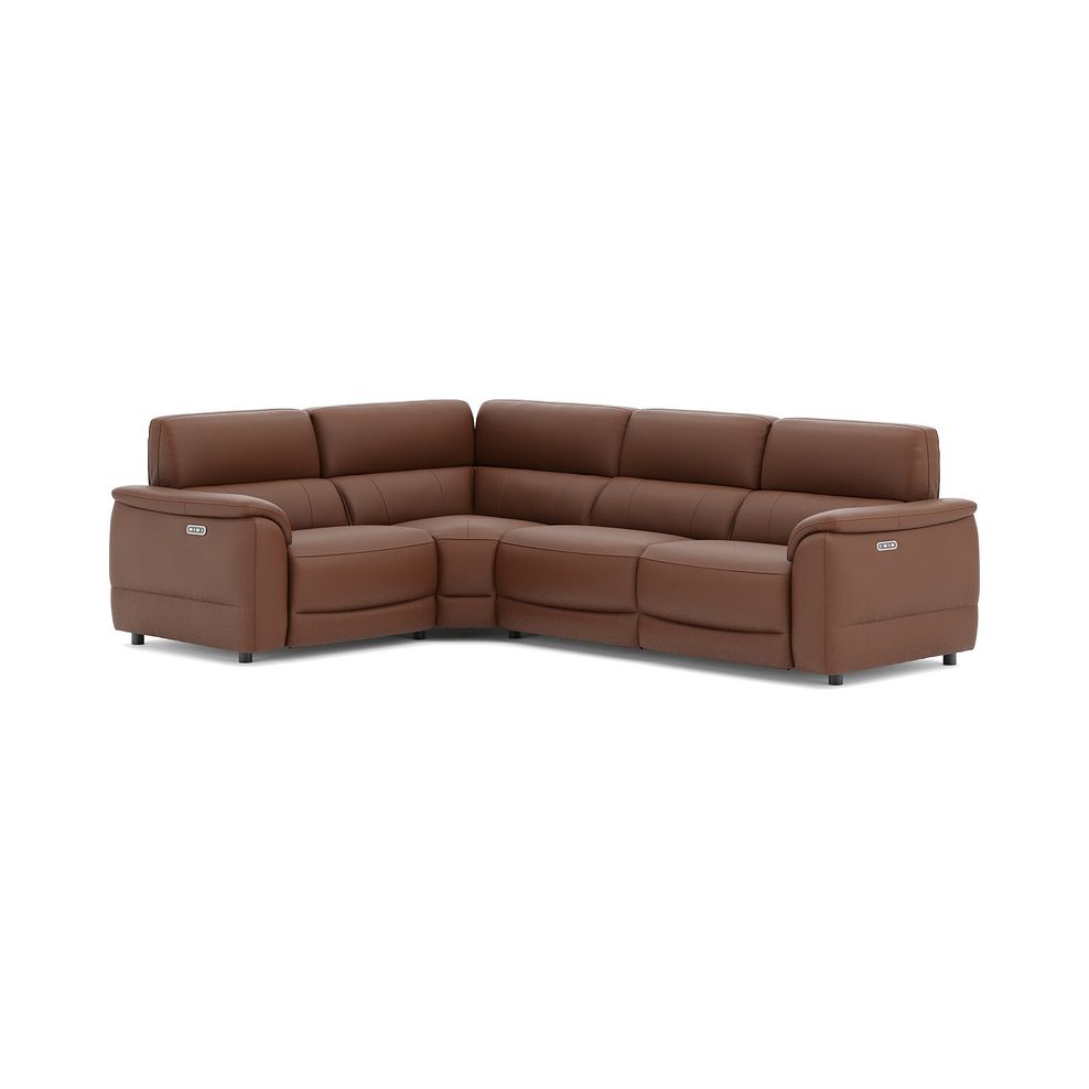 Phoenix Right hand Corner Electric Recliner Sofa with Adjustable Power Headrests in  Cognac Leather 1