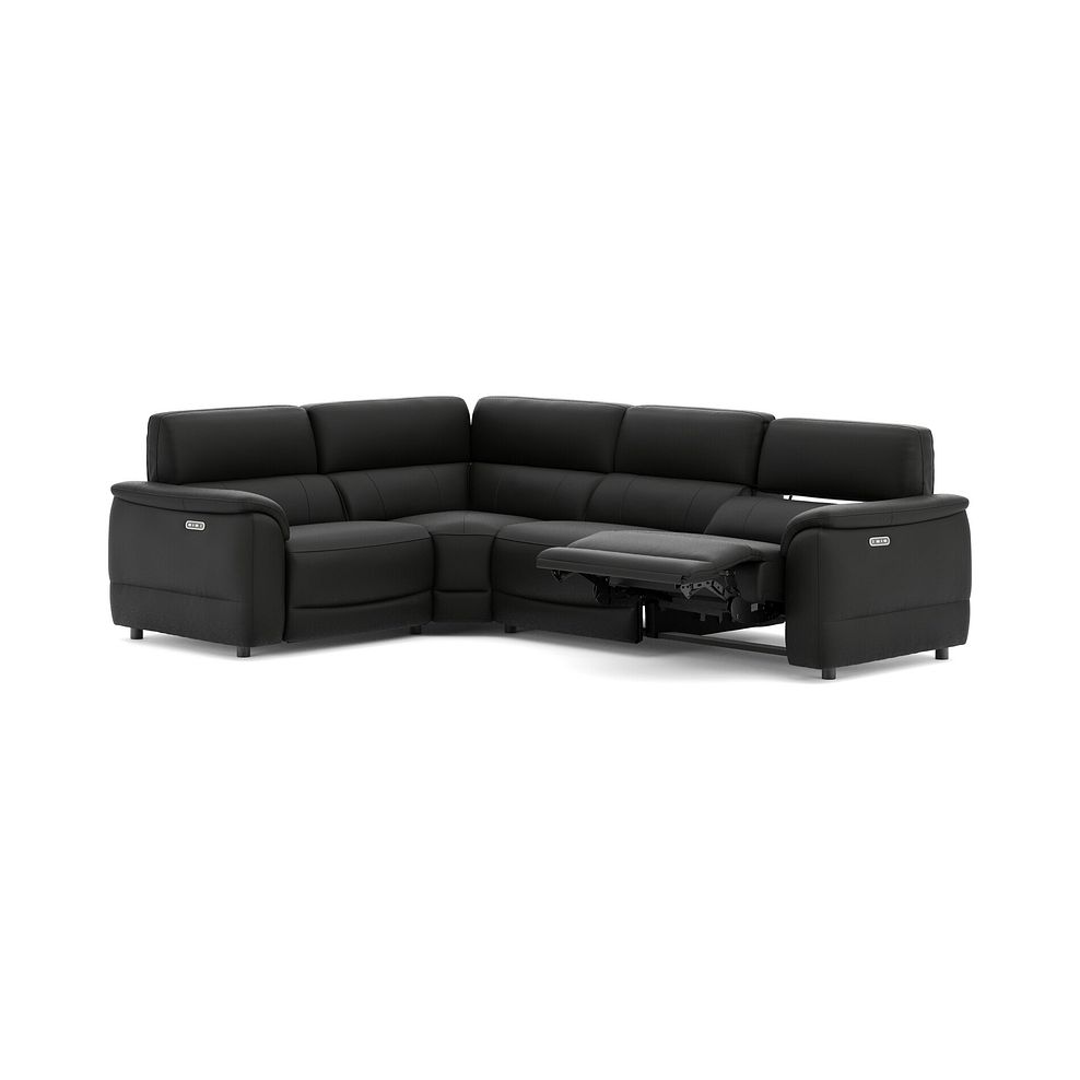Phoenix Right hand Corner Electric Recliner Sofa with Adjustable Power Headrests in  Jet Black Leather 3
