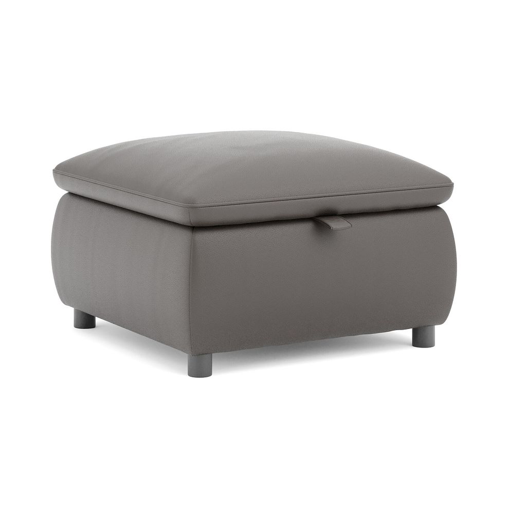 Phoenix Storage Footstool in Elephant Grey Leather 1