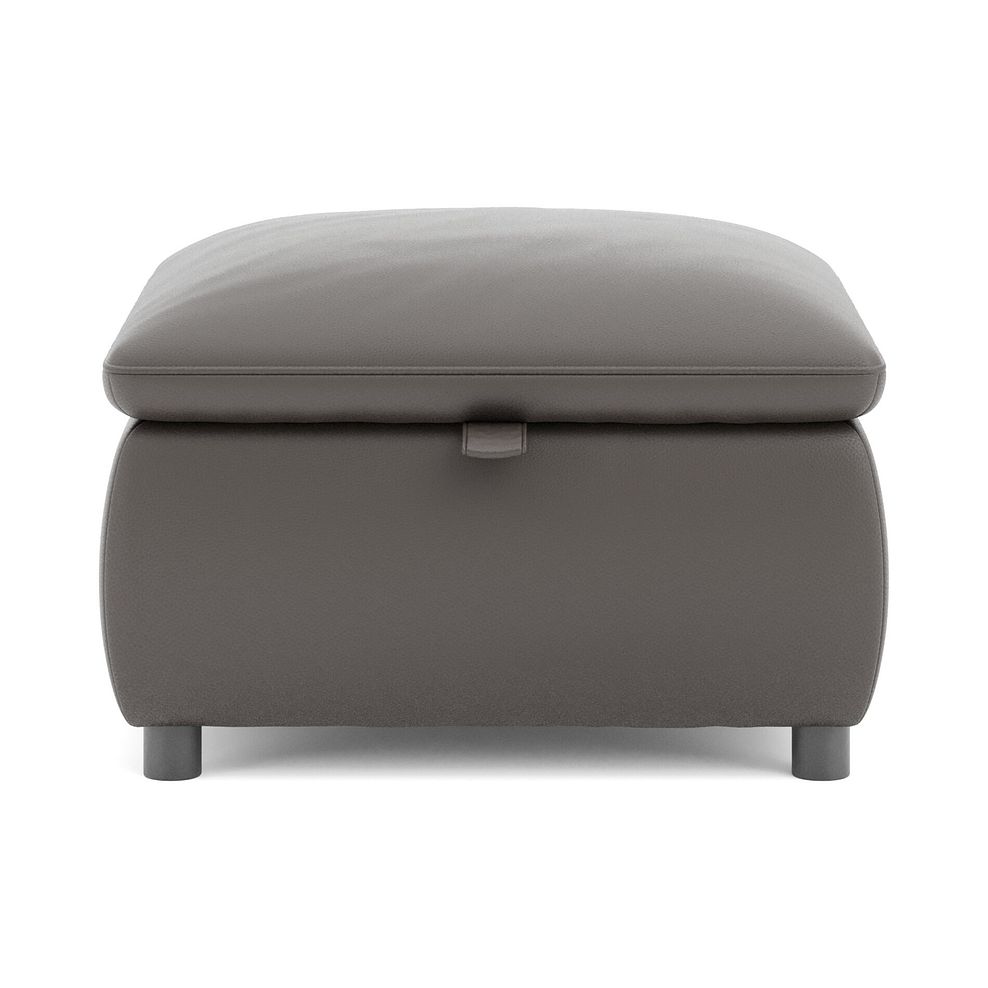 Phoenix Storage Footstool in Elephant Grey Leather 2