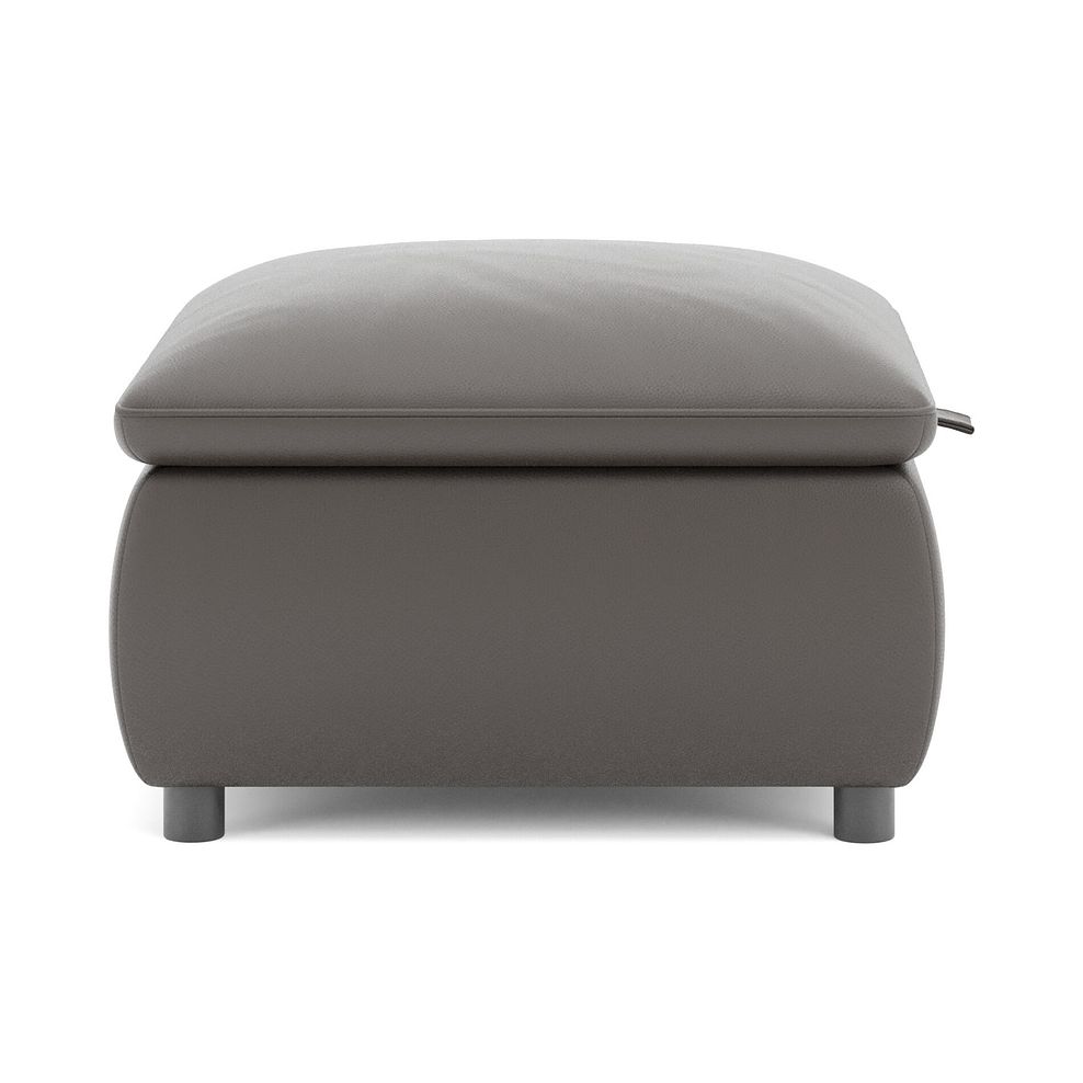 Phoenix Storage Footstool in Elephant Grey Leather 4