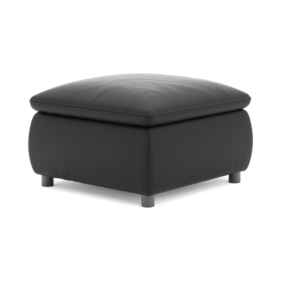 Phoenix Storage Footstool in Jet Black Leather 5