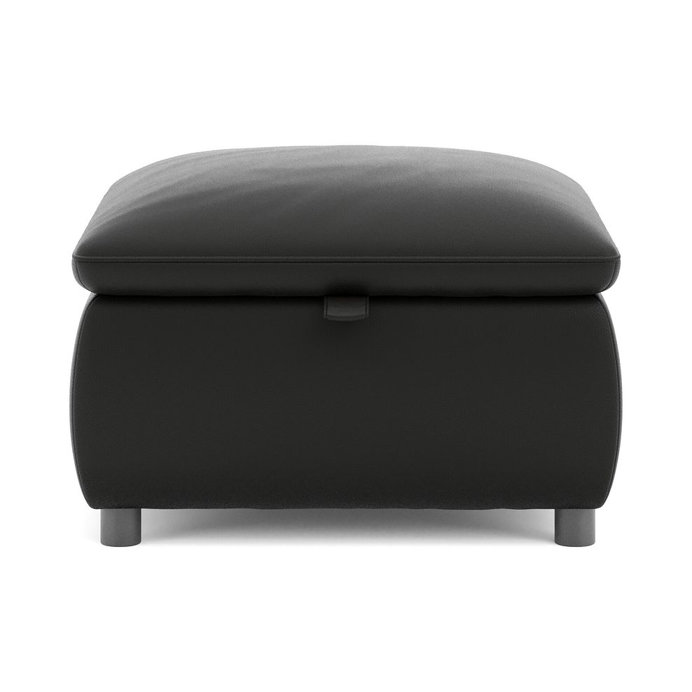 Phoenix Storage Footstool in Jet Black Leather 2