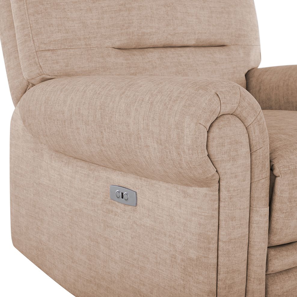 Eastbourne Recliner Armchair with USB - Plush Beige Fabric 11