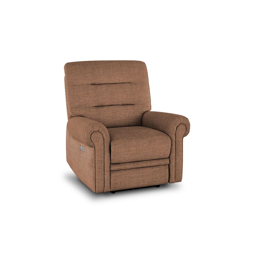 Eastbourne Recliner Armchair with USB - Plush Brown Fabric 1
