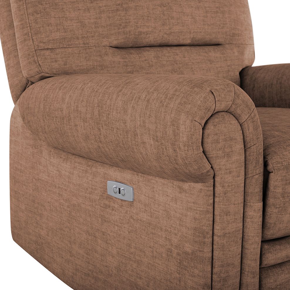 Eastbourne Recliner Armchair with USB - Plush Brown Fabric 11