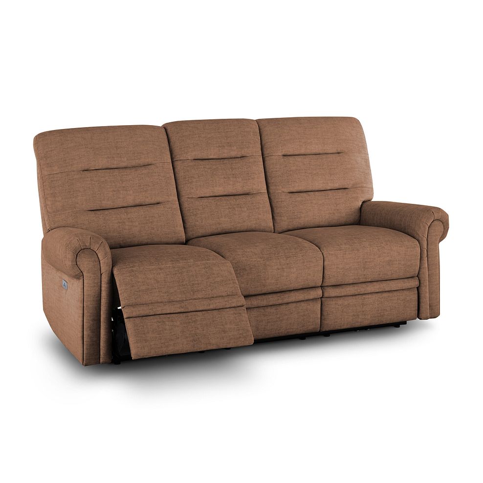 Eastbourne Recliner 3 Seater with USB - Plush Brown Fabric 3