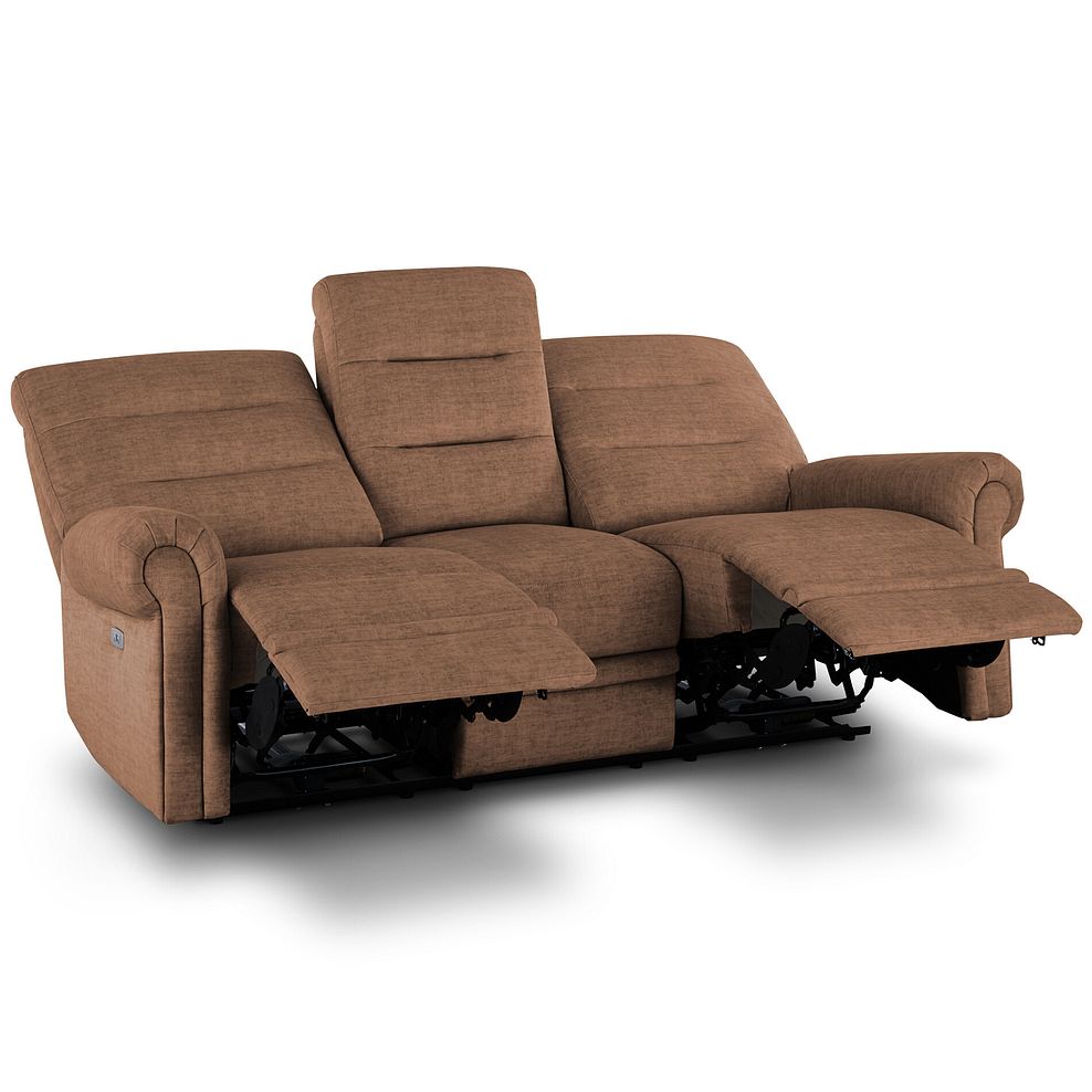 Eastbourne Recliner 3 Seater with USB - Plush Brown Fabric 5