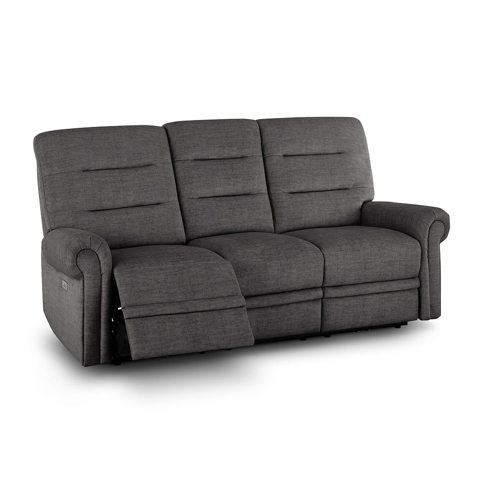 Eastbourne Recliner 3 Seater with USB - Plush Charcoal Fabric 3