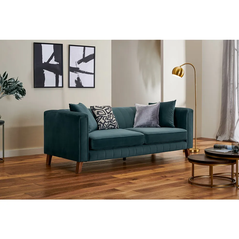 Porter 3 Seater Sofa in Velluto Azure Fabric 2