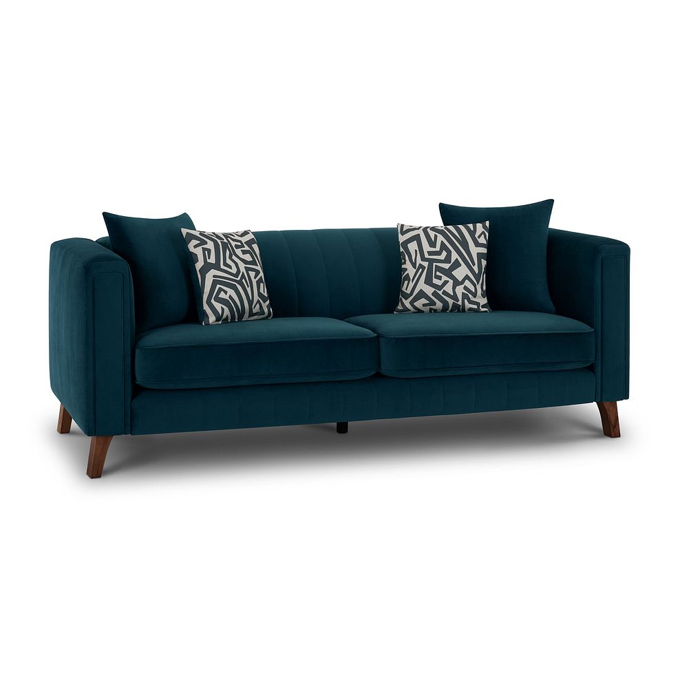 Porter 3 Seater Sofa in Velluto Blue Fabric Thumbnail 1