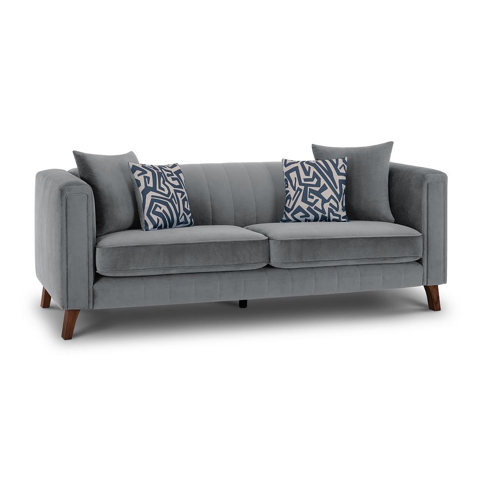 Porter 3 Seater Sofa in Velluto Silver Fabric 1