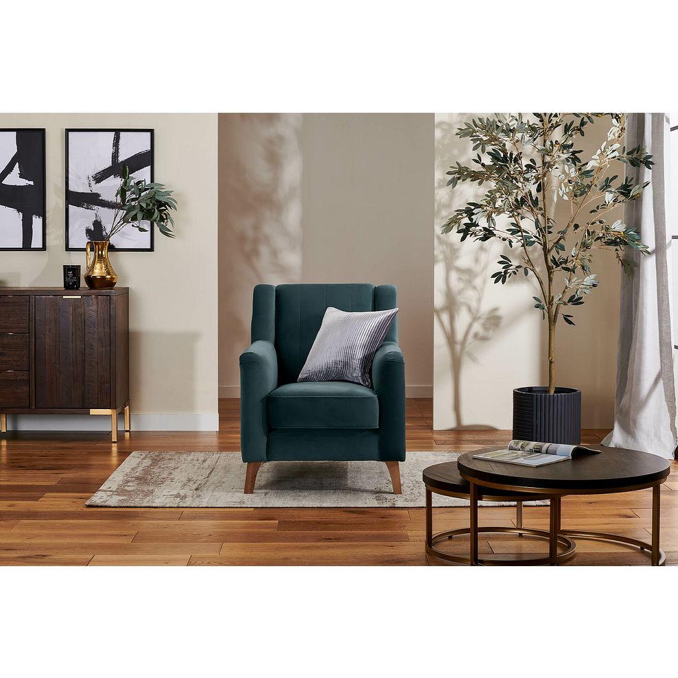 Porter Armchair in Velluto Azure Fabric 1