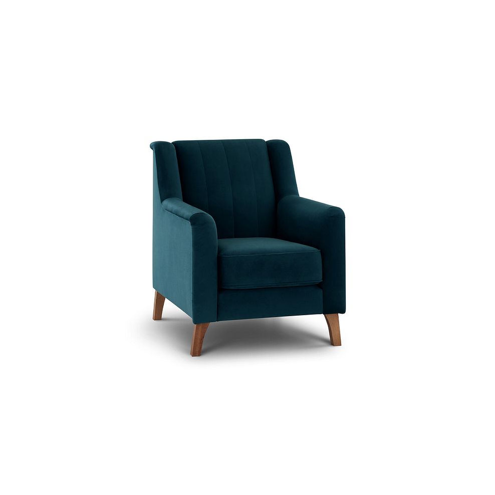 Porter Armchair in Velluto Blue Fabric 1