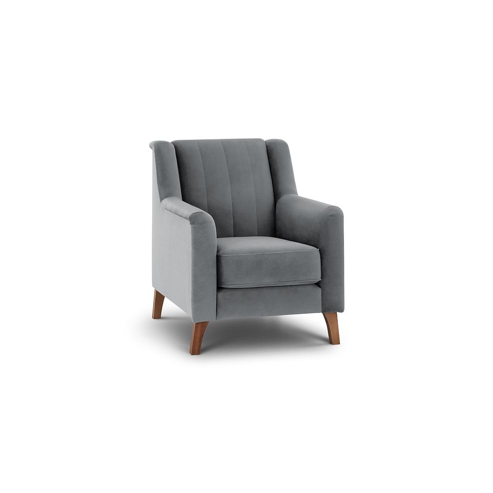 Porter  Armchair in Velluto Silver Fabric 1
