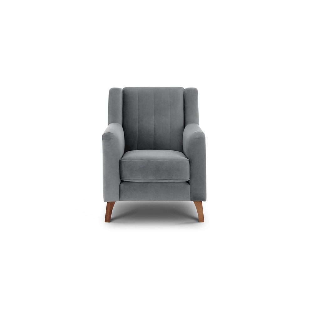 Porter  Armchair in Velluto Silver Fabric 2