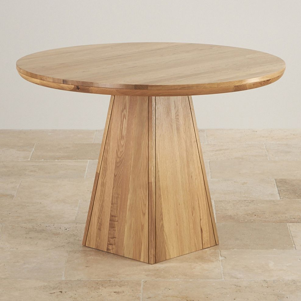 Provence Natural Solid Oak 3ft 7" Round Table with Pyramid Base Thumbnail 2