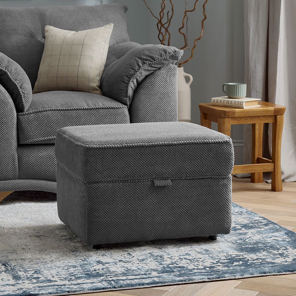 Ravello Storage Footstool in Aero Charcoal Fabric 2