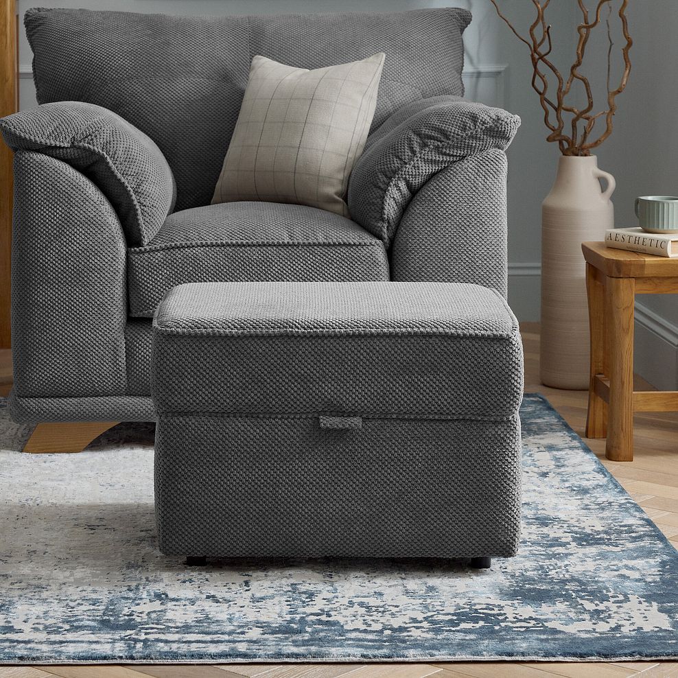 Ravello Storage Footstool in Aero Charcoal Fabric 3
