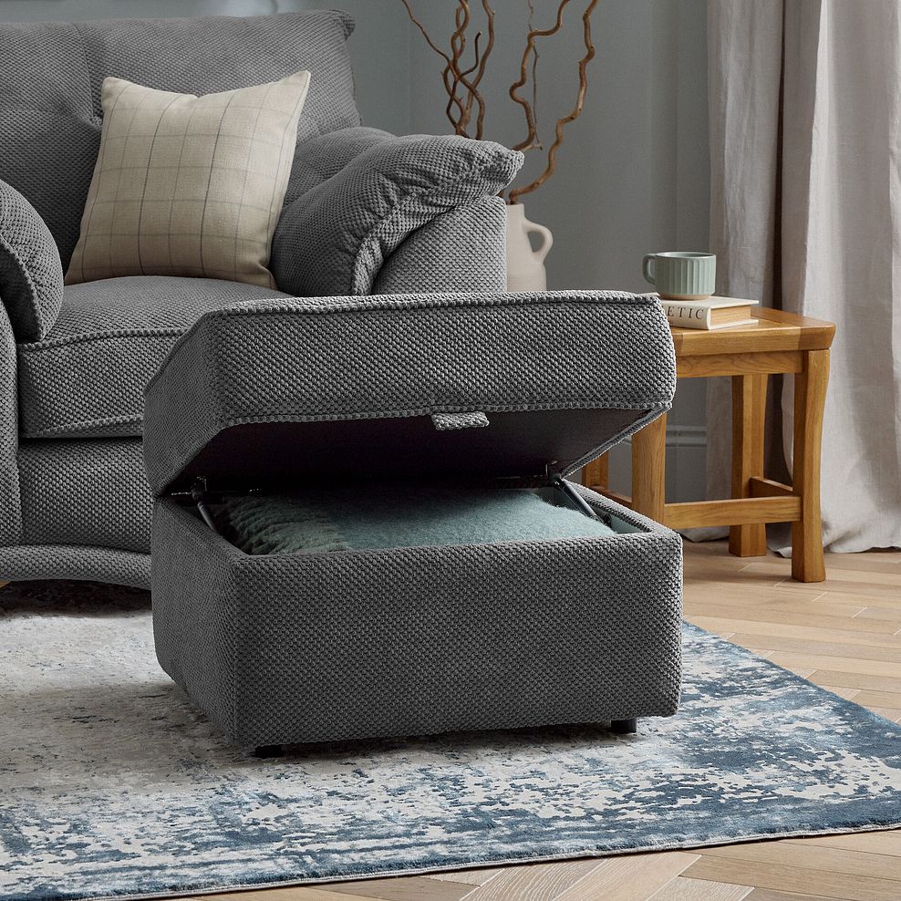 Ravello Storage Footstool in Aero Charcoal Fabric 1