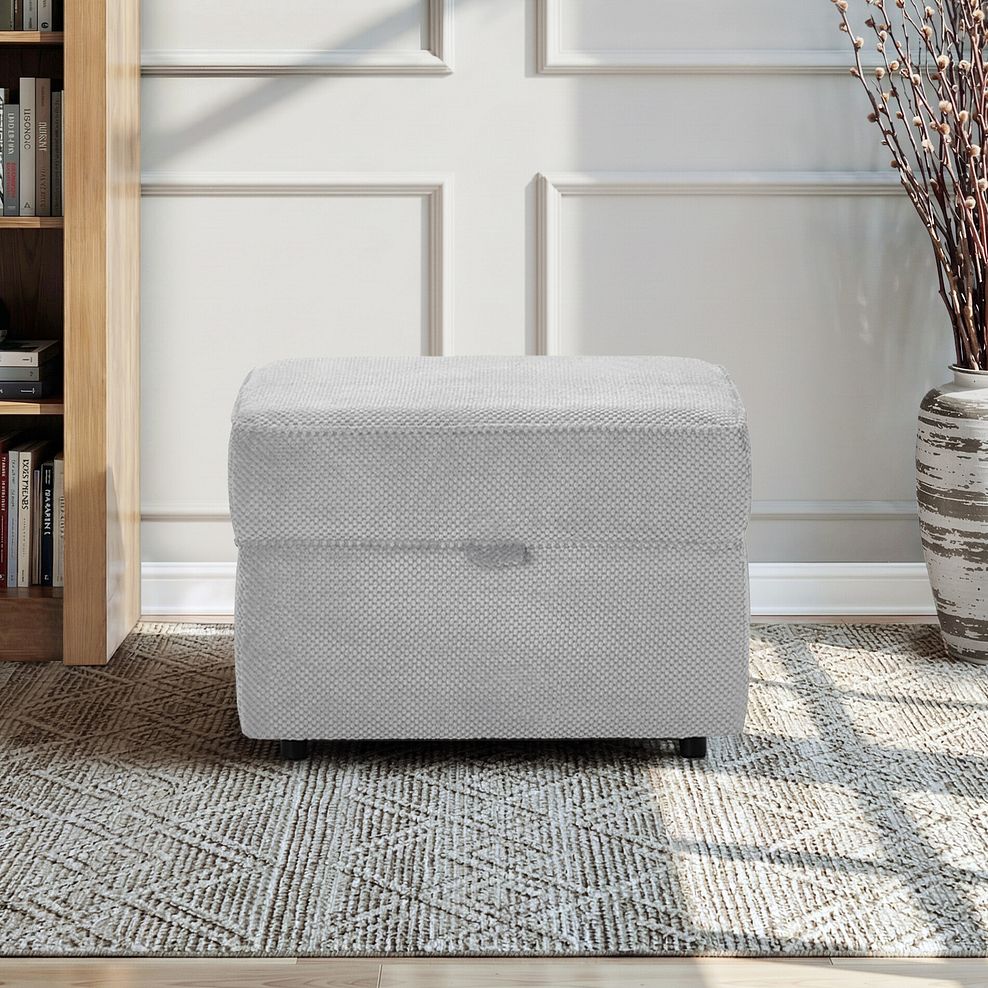 Ravello Storage Footstool in Aero Silver Fabric 1