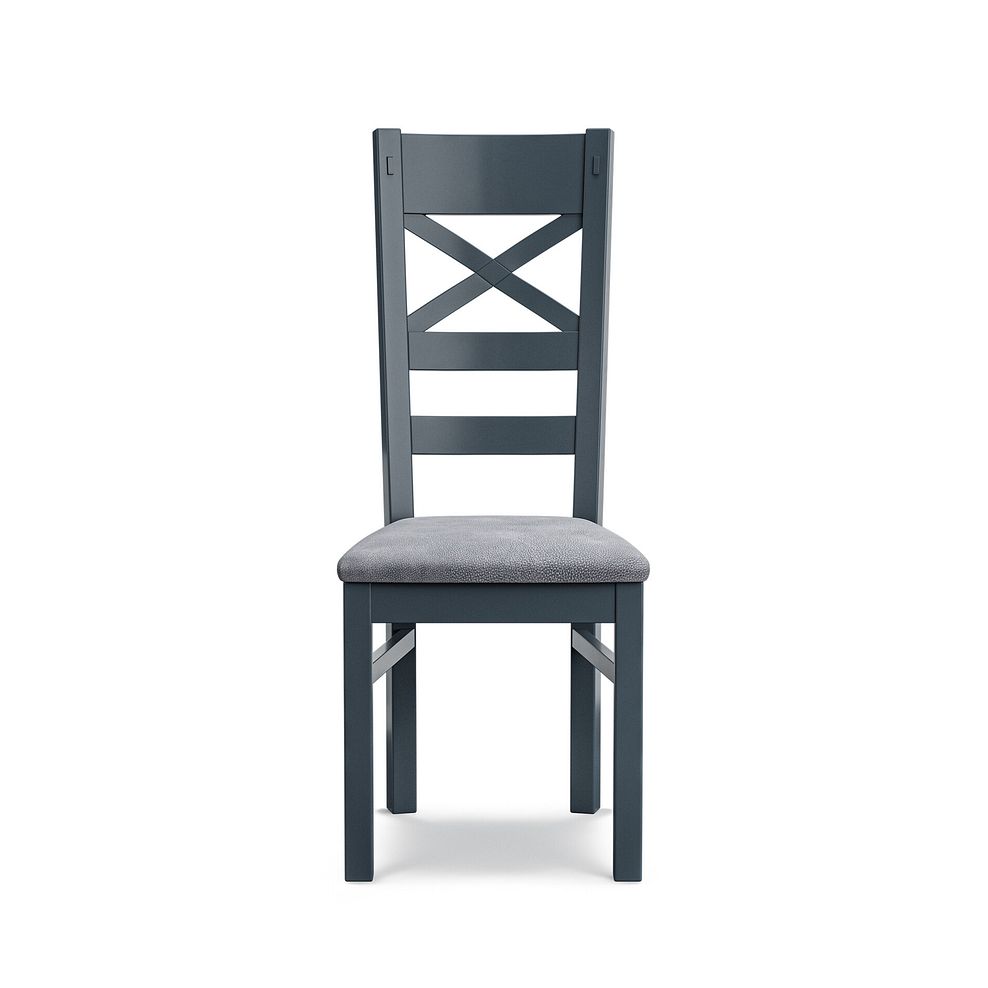 Richmond Ink Blue Painted Hardwood Dining Chair with Dappled Silver Fabric Seat 1