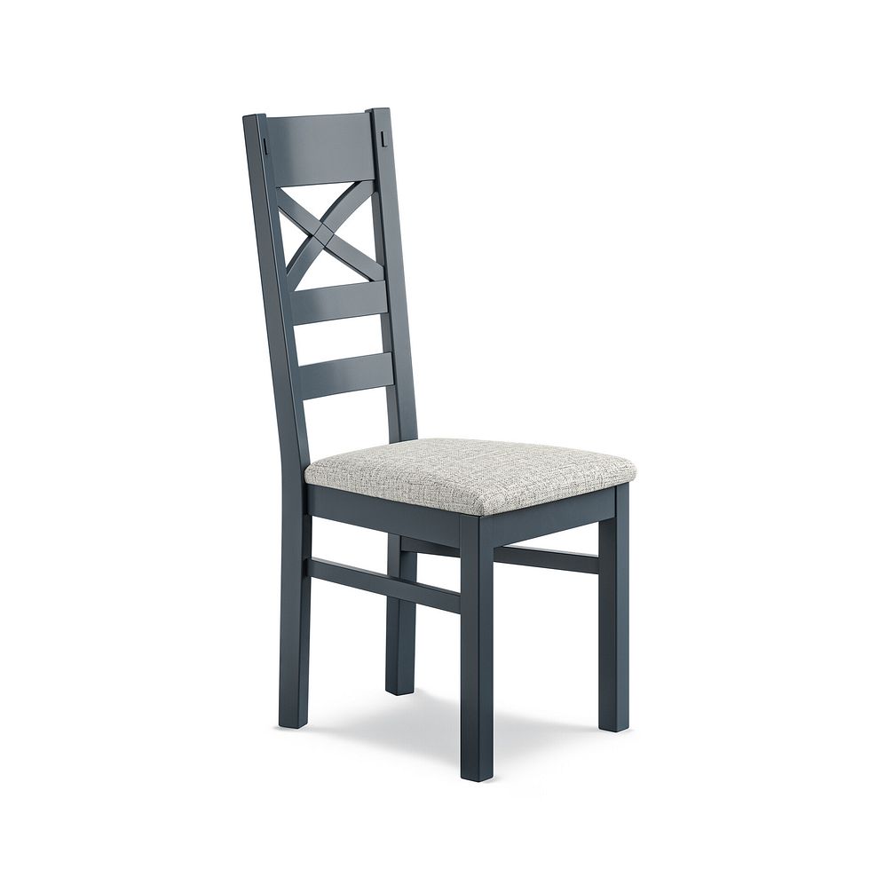 Richmond Ink Blue Painted Hardwood Dining Chair with Plain Grey Fabric Seat 1