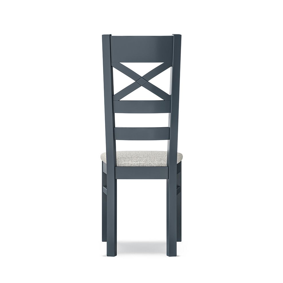 Richmond Ink Blue Painted Hardwood Dining Chair with Plain Grey Fabric Seat 4