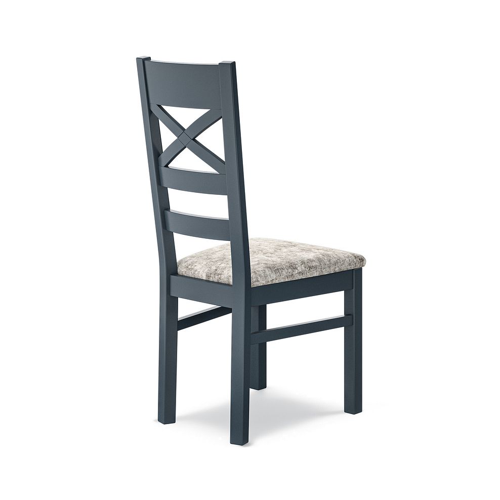 Richmond Ink Blue Painted Hardwood Dining Chair with Plain Truffle Fabric Seat 3