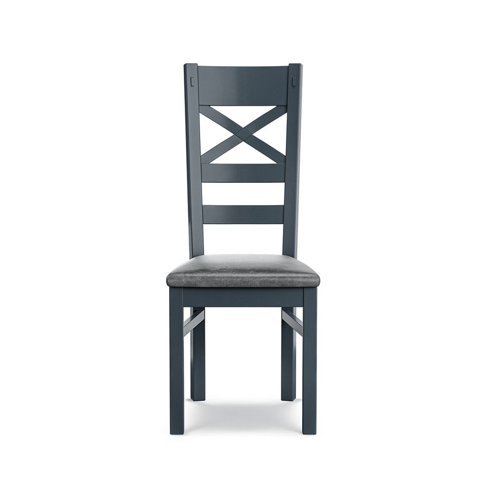 Richmond Ink Blue Painted Hardwood Dining Chair with Vintage Black Leather Look Fabric Seat 2