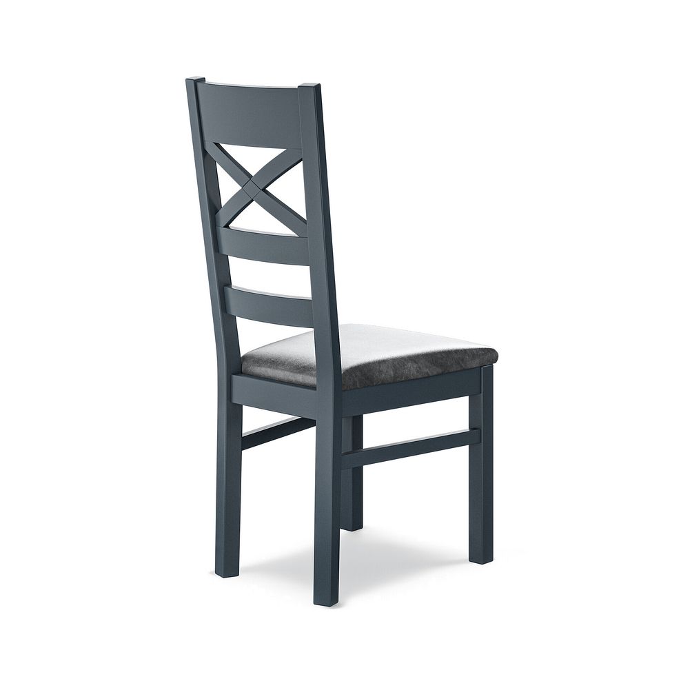 Richmond Ink Blue Painted Hardwood Dining Chair with Vintage Black Leather Look Fabric Seat 3
