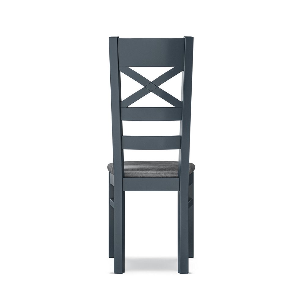 Richmond Ink Blue Painted Hardwood Dining Chair with Vintage Black Leather Look Fabric Seat 4
