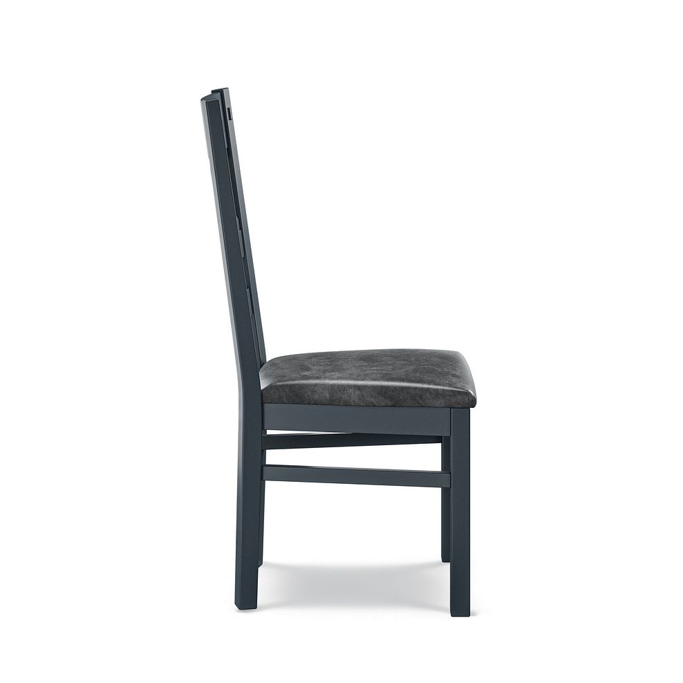 Richmond Ink Blue Painted Hardwood Dining Chair with Vintage Black Leather Look Fabric Seat 5