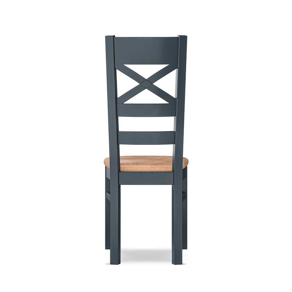 Richmond Ink Blue Painted Hardwood Dining Chair with Vintage Tan Leather Look Fabric Seat 4