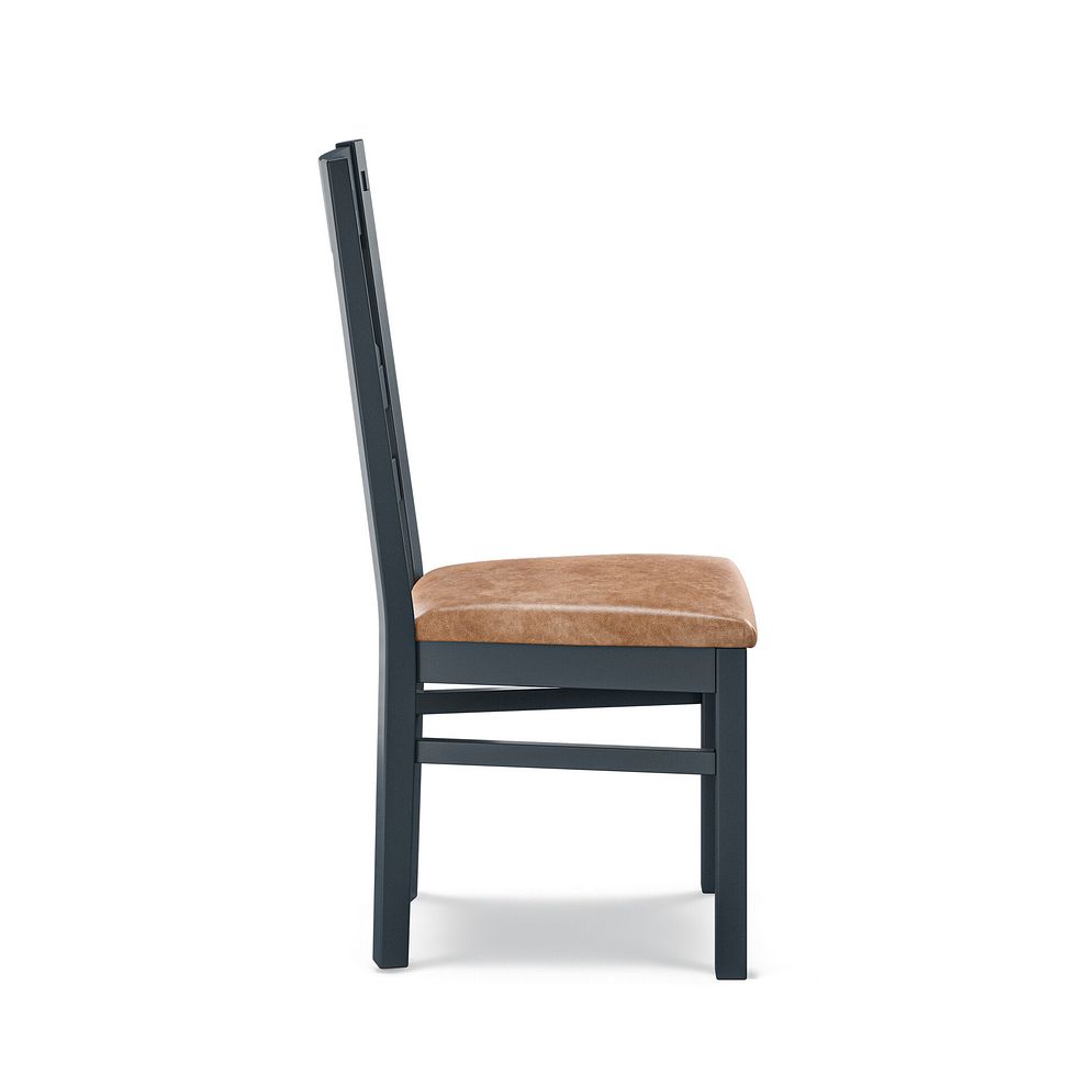 Richmond Ink Blue Painted Hardwood Dining Chair with Vintage Tan Leather Look Fabric Seat 5