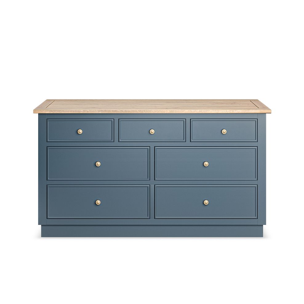 Richmond Smoked Oak Finish and Ink Blue Painted Hardwood 7 Drawer Chest 5