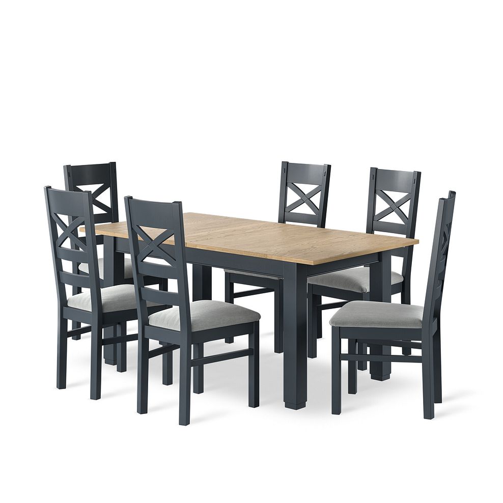 Richmond Oak and Painted Extending Dining Table And 6 Richmonds In Verona Grey 1