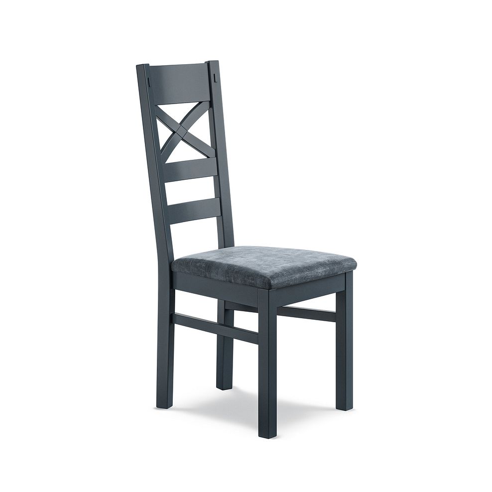 Richmond Smoked Oak Finish and Ink Blue Painted Extending Dining Table + 6 Richmond Painted Dining Chairs with Heritage Granite Seat Pads 4