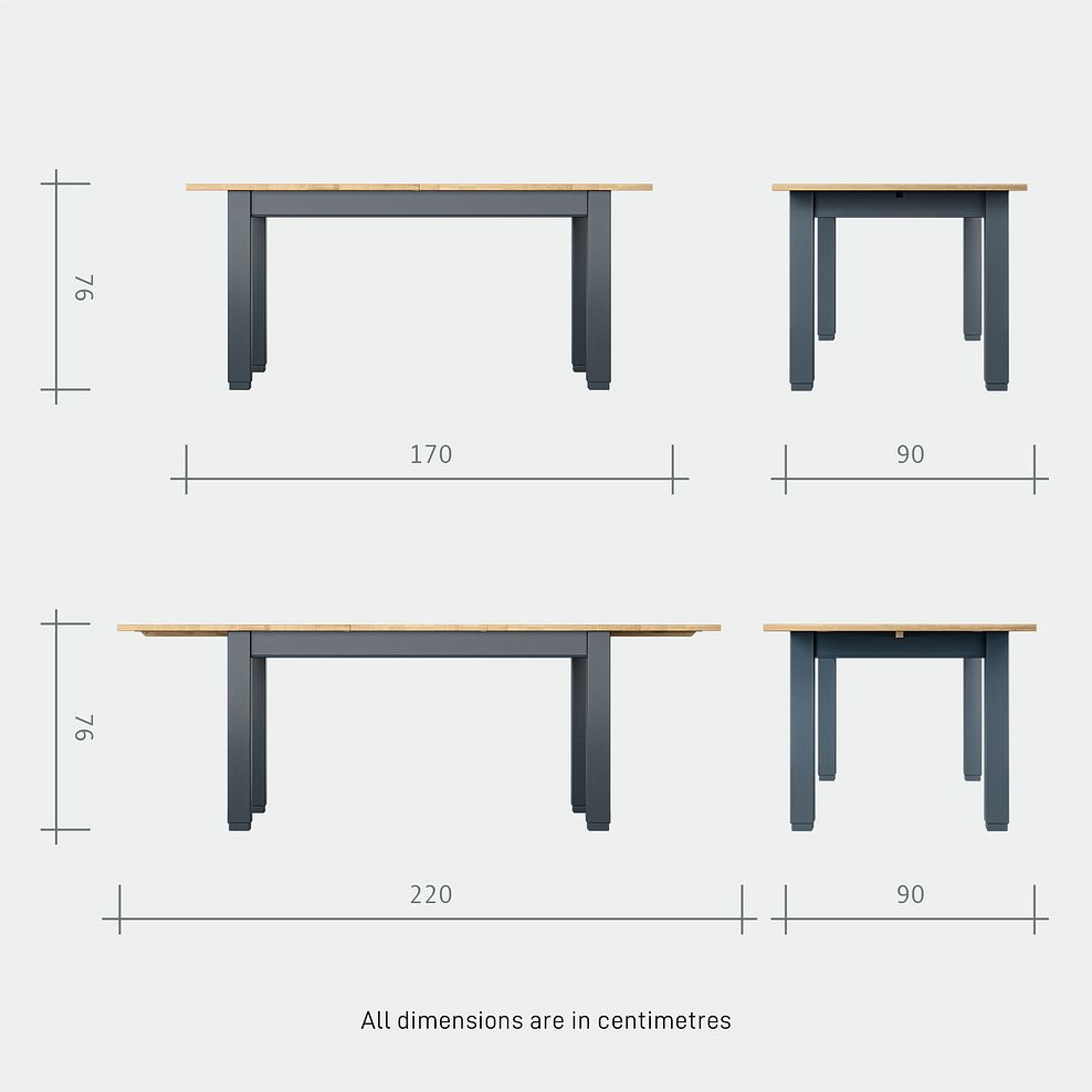 Richmond Smoked Oak Finish and Ink Blue Painted Extending Dining Table with 8 Richmond Chairs 9