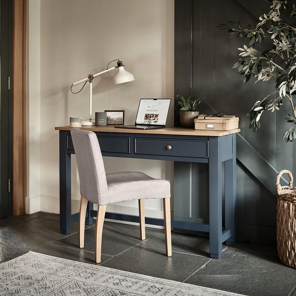 Richmond Smoked Oak Finish and Ink Blue Painted Hardwood Desk 1