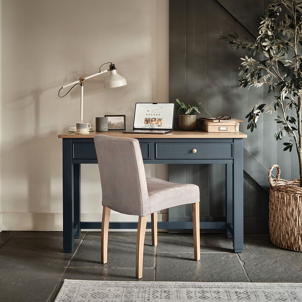 Richmond Smoked Oak Finish and Ink Blue Painted Hardwood Desk 2