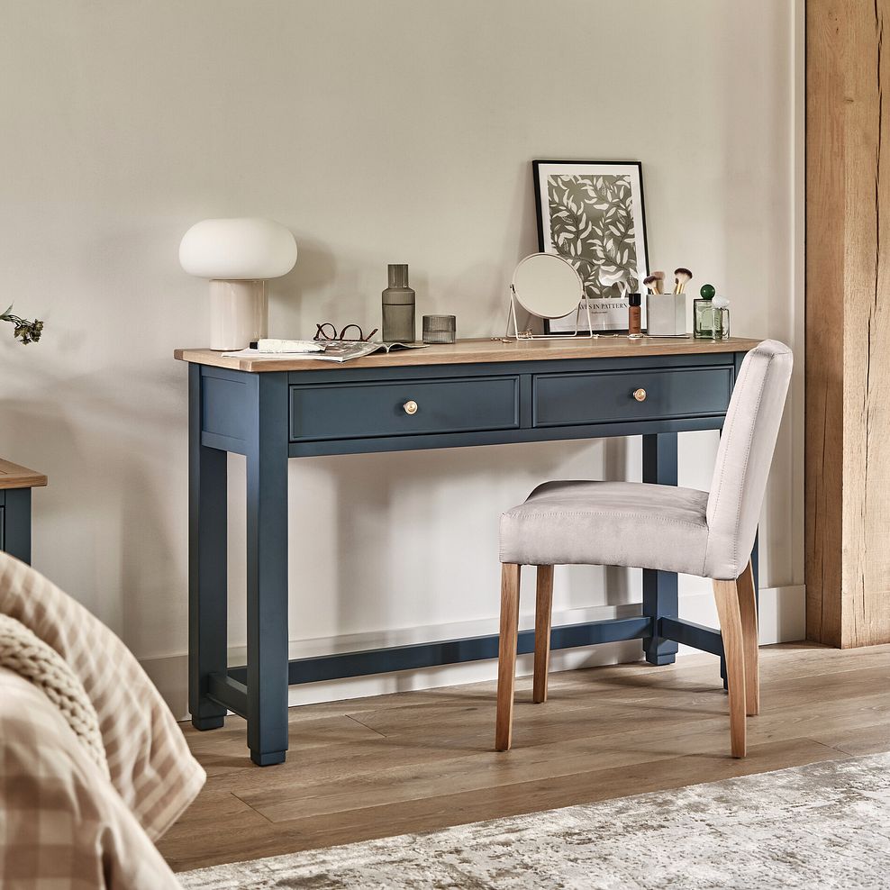Richmond Smoked Oak Finish and Ink Blue Painted Hardwood Dressing Table 1