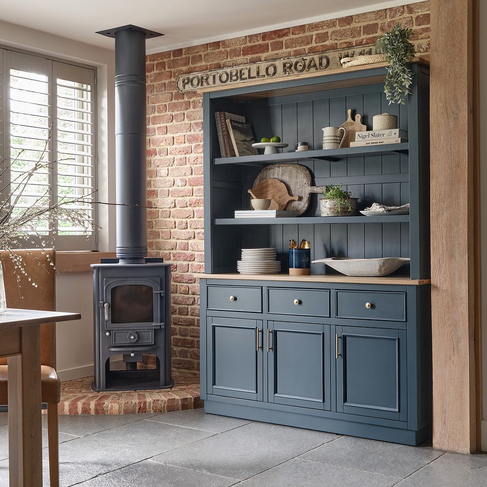 Richmond Smoked Oak Finish and Ink Blue Painted Hardwood Large Dresser 2