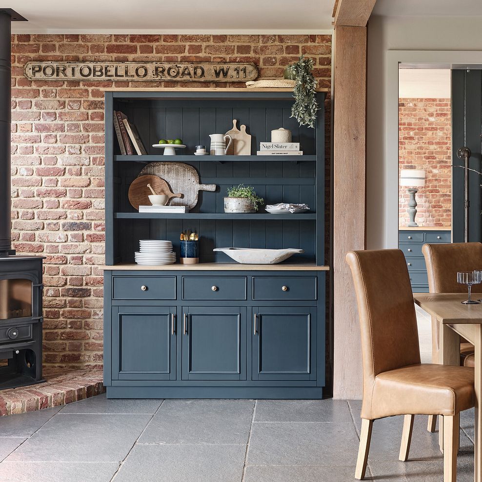 Richmond Smoked Oak Finish and Ink Blue Painted Hardwood Large Dresser 1