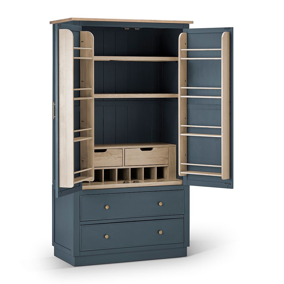 Richmond Smoked Oak Finish and Ink Blue Painted Hardwood Large Larder 7