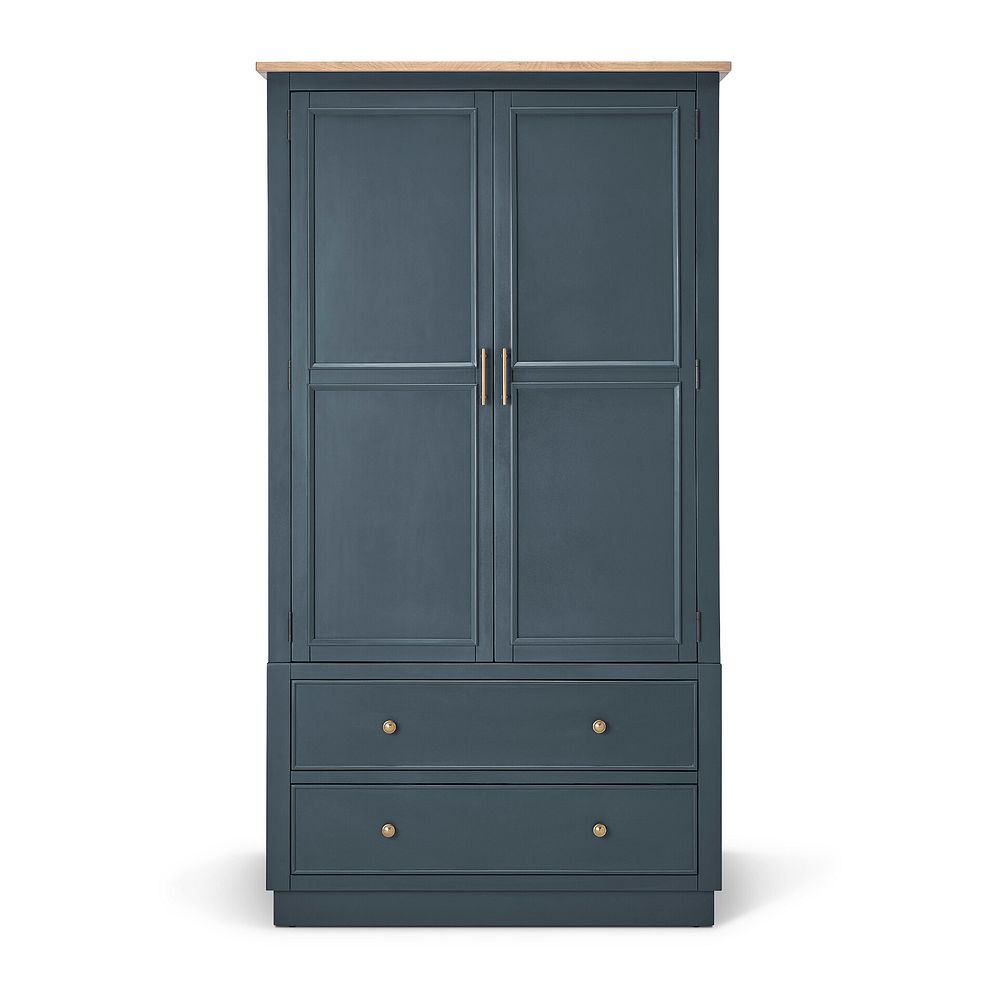 Richmond Smoked Oak Finish and Ink Blue Painted Hardwood Large Larder 8